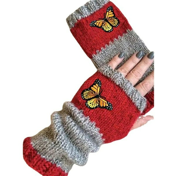 Wholesale Half Finger Butterfly Embroidery fashion warm gloves JDC-GS-GSYJY001 Gloves JoyasDeChina Wholesale Jewelry JoyasDeChina Joyas De China
