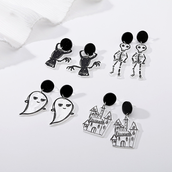Wholesale Halloween Ghost skeleton acrylic female Earrings JDC-ES-YN109 Earrings JoyasDeChina Wholesale Jewelry JoyasDeChina Joyas De China