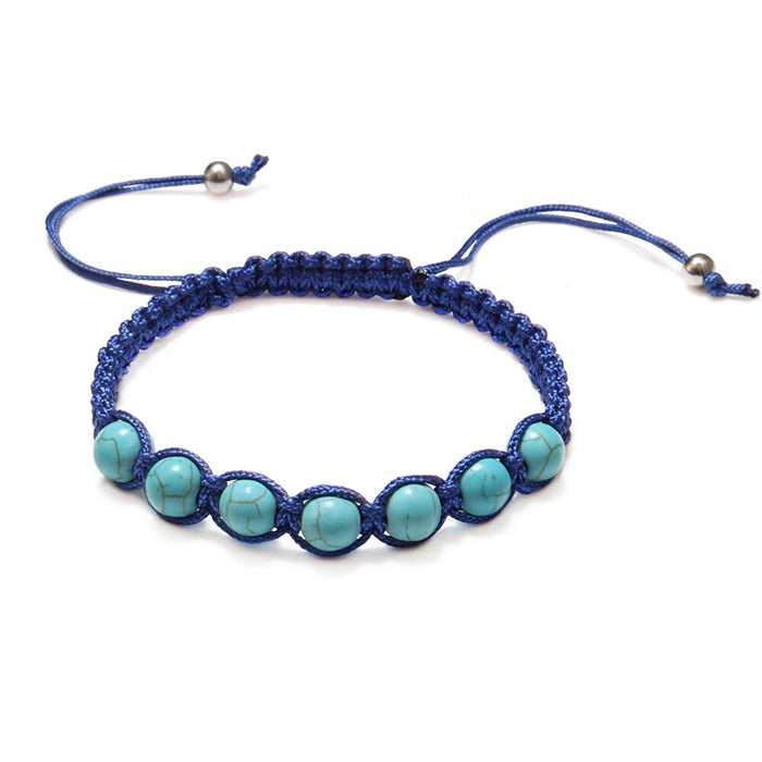 Wholesale Hand Braided Turquoise 8mm Beaded Bracelet JDC-BT-JiuJ015 Bracelet 九江 blue Wholesale Jewelry JoyasDeChina Joyas De China