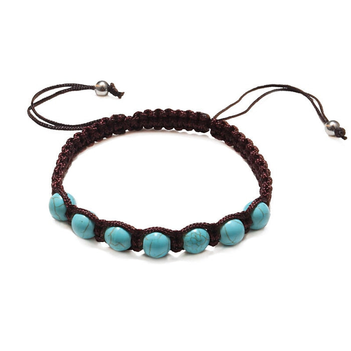 Wholesale Hand Braided Turquoise 8mm Beaded Bracelet JDC-BT-JiuJ015 Bracelet 九江 dark brown Wholesale Jewelry JoyasDeChina Joyas De China