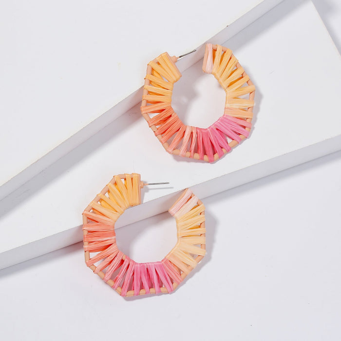 Wholesale hand-woven geometric oval raffle earrings JDC-ES-ManY018 Earrings 满溢 E1908-6 Wholesale Jewelry JoyasDeChina Joyas De China
