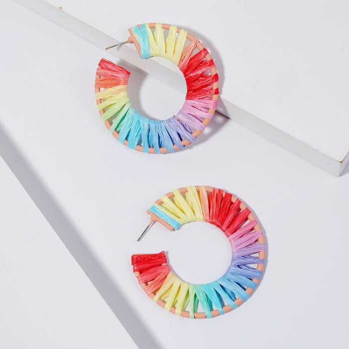 Wholesale hand-woven geometric oval raffle earrings JDC-ES-ManY018 Earrings 满溢 E1908-7 Wholesale Jewelry JoyasDeChina Joyas De China