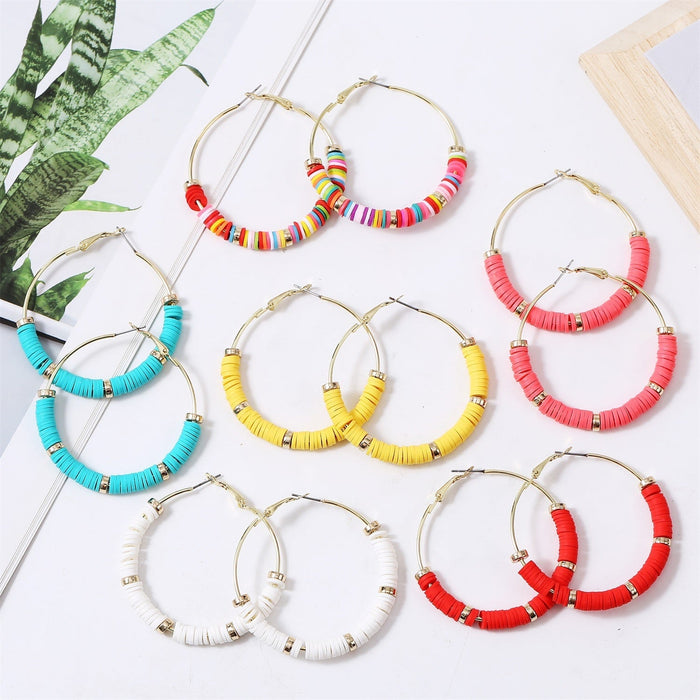 Wholesale handmade accessories soft ceramic material large circle alloy earrings JDC-ES-ManY016 Earrings 满溢 Wholesale Jewelry JoyasDeChina Joyas De China