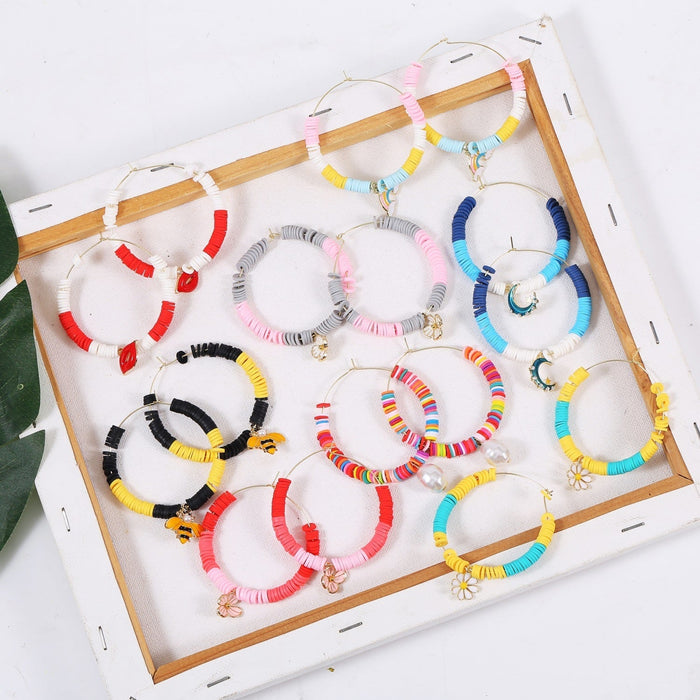 Wholesale handmade accessories soft ceramic material large circle alloy earrings JDC-ES-ManY016 Earrings 满溢 Wholesale Jewelry JoyasDeChina Joyas De China