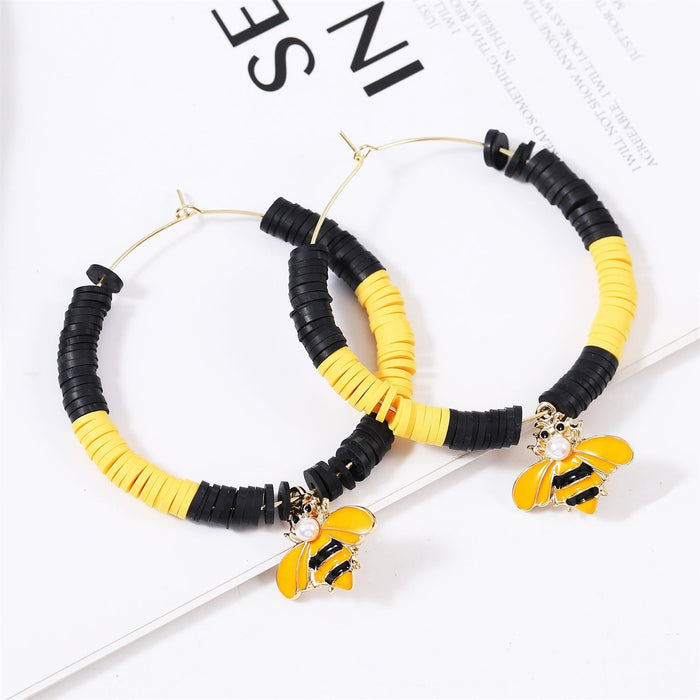 Wholesale handmade accessories soft ceramic material large circle alloy earrings JDC-ES-ManY016 Earrings 满溢 Wholesale Jewelry JoyasDeChina Joyas De China
