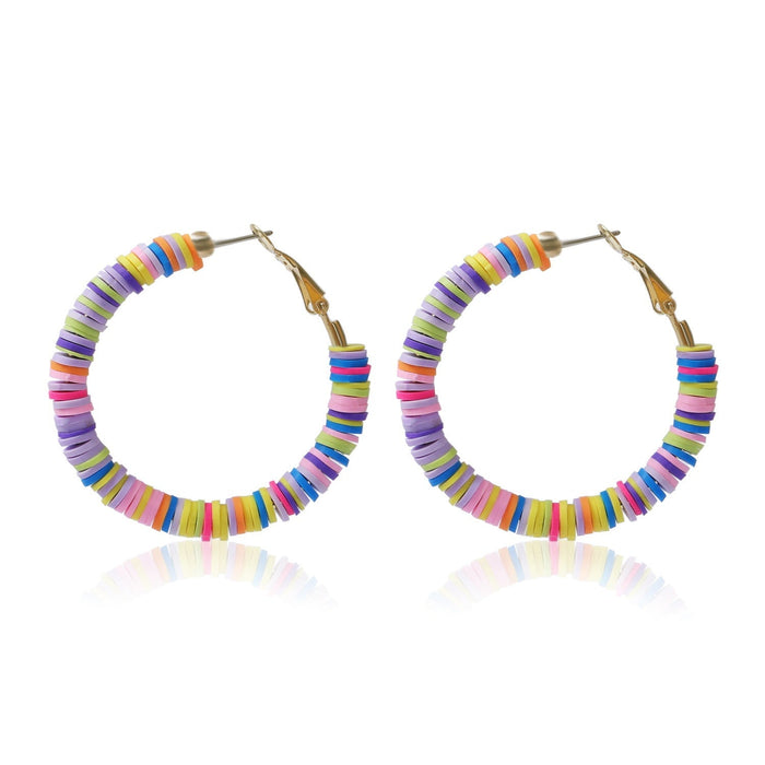 Wholesale handmade accessories soft ceramic material large circle alloy earrings JDC-ES-ManY016 Earrings 满溢 E2007-4 Wholesale Jewelry JoyasDeChina Joyas De China