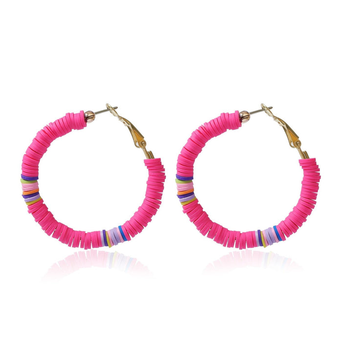 Wholesale handmade accessories soft ceramic material large circle alloy earrings JDC-ES-ManY016 Earrings 满溢 E2007-7 Wholesale Jewelry JoyasDeChina Joyas De China