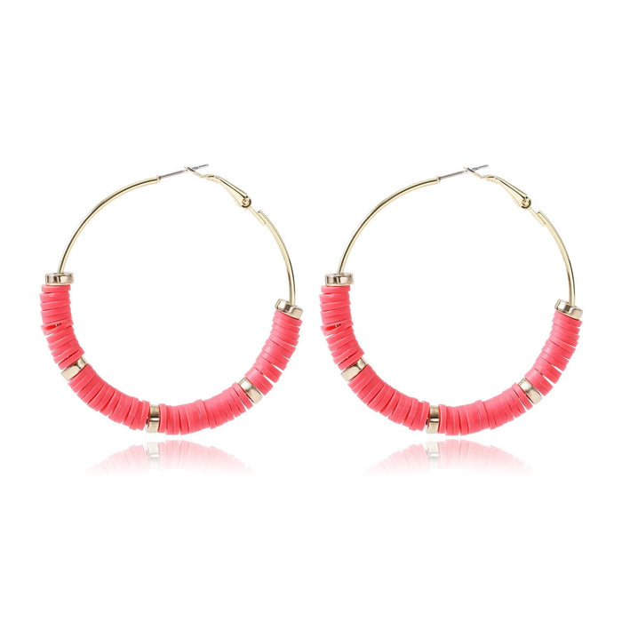 Wholesale handmade accessories soft ceramic material large circle alloy earrings JDC-ES-ManY016 Earrings 满溢 E2008-14 Wholesale Jewelry JoyasDeChina Joyas De China