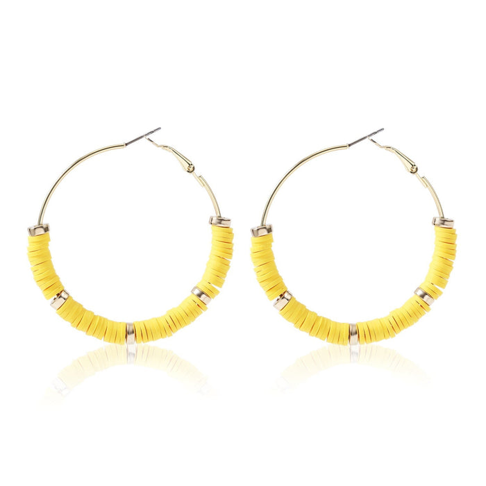Wholesale handmade accessories soft ceramic material large circle alloy earrings JDC-ES-ManY016 Earrings 满溢 E2008-3 Wholesale Jewelry JoyasDeChina Joyas De China