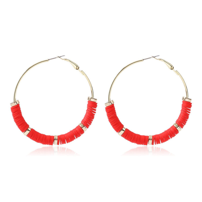 Wholesale handmade accessories soft ceramic material large circle alloy earrings JDC-ES-ManY016 Earrings 满溢 E2008-6 Wholesale Jewelry JoyasDeChina Joyas De China