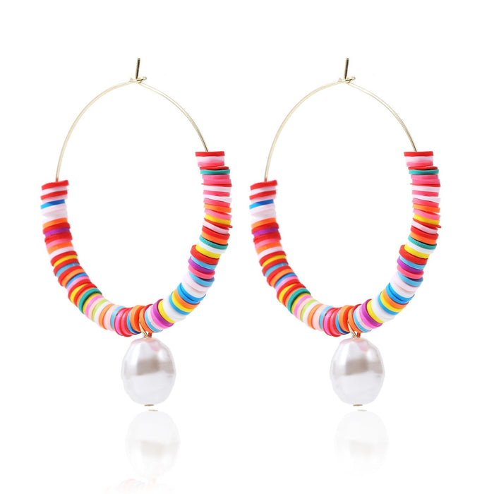 Wholesale handmade accessories soft ceramic material large circle alloy earrings JDC-ES-ManY016 Earrings 满溢 E2008-7 Wholesale Jewelry JoyasDeChina Joyas De China