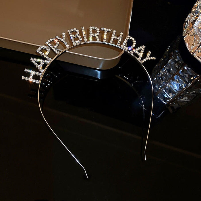Wholesale Happy Birthday Diamond-Encrusted Letter Hair Band JDC-HD-BaoY005 Headband 宝钰 Wholesale Jewelry JoyasDeChina Joyas De China