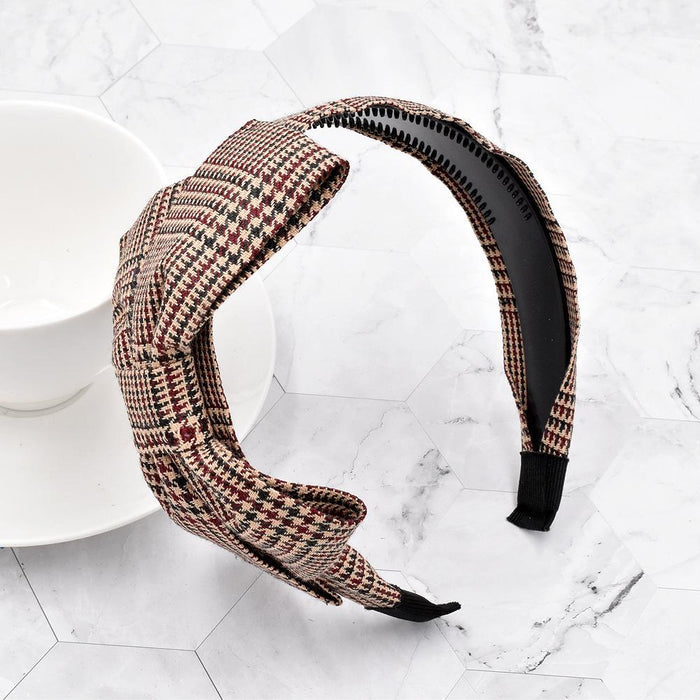 Bulk Jewelry Wholesale Headband  color Houndstooth large bow JDC-HD-n102 Wholesale factory from China YIWU China