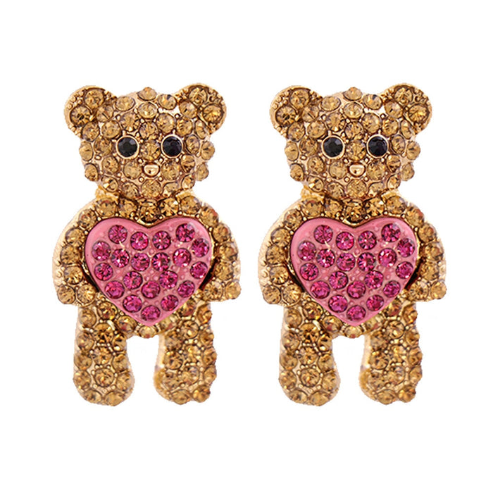 Wholesale Heart Bear Alloy Rhinestone Earrings JDC-ES-JJ350 Earrings 聚嘉 Wholesale Jewelry JoyasDeChina Joyas De China
