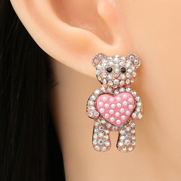 Wholesale Heart Bear Alloy Rhinestone Earrings JDC-ES-JJ350 Earrings 聚嘉 Wholesale Jewelry JoyasDeChina Joyas De China