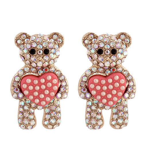 Wholesale Heart Bear Alloy Rhinestone Earrings JDC-ES-JJ350 Earrings 聚嘉 AB color Wholesale Jewelry JoyasDeChina Joyas De China