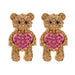 Wholesale Heart Bear Alloy Rhinestone Earrings JDC-ES-JJ350 Earrings 聚嘉 brown Wholesale Jewelry JoyasDeChina Joyas De China