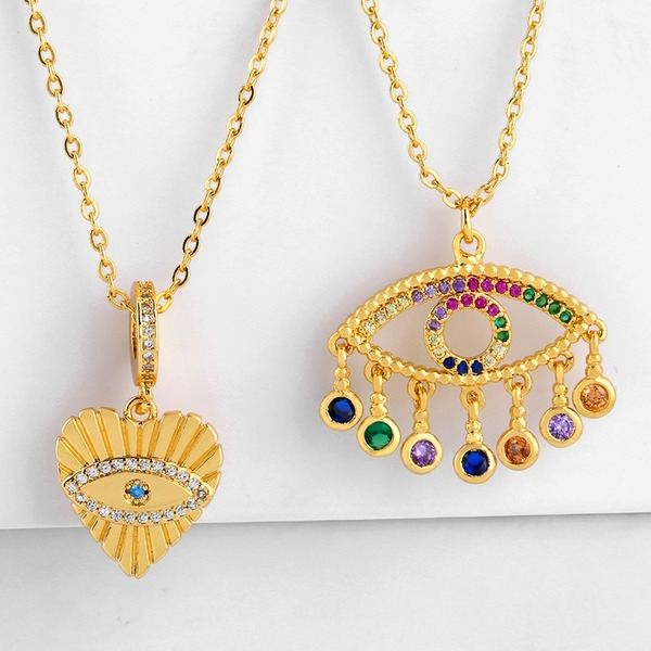 Bulk Jewelry Wholesale heart eyes studded pendant necklace JDC-as011 Wholesale factory from China YIWU China