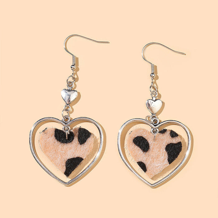 Wholesale Heart Hollow Flannel Alloy Earrings JDC-ES-GSMQ015 Earrings 妙奇 silver color Wholesale Jewelry JoyasDeChina Joyas De China