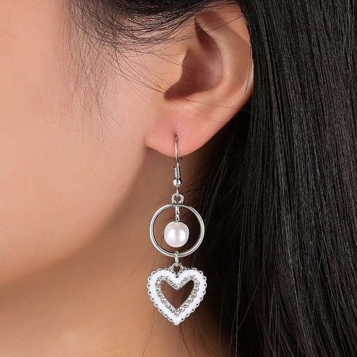Wholesale Heart Hollow Sparkling Diamond Pearl Alloy Earrings JDC-ES-GSMQ003 Earrings 妙奇 Wholesale Jewelry JoyasDeChina Joyas De China