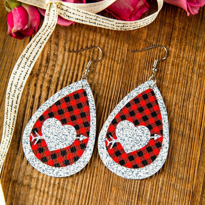 Wholesale Heart Shape Double Sided Leopard Leather Earrings JDC-ES-Saip003 Earrings 赛蒲 14# Wholesale Jewelry JoyasDeChina Joyas De China