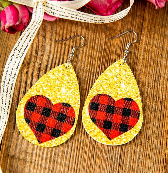 Wholesale Heart Shape Double Sided Leopard Leather Earrings JDC-ES-Saip003 Earrings 赛蒲 17# Wholesale Jewelry JoyasDeChina Joyas De China