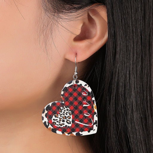 Wholesale Heart Shape Double Sided Leopard Leather Earrings JDC-ES-Saip003 Earrings 赛蒲 Wholesale Jewelry JoyasDeChina Joyas De China