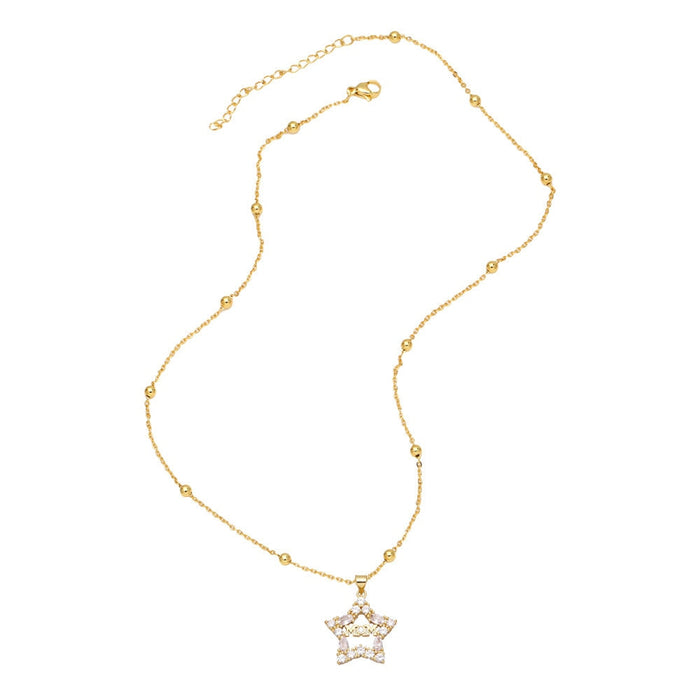 Wholesale heart shape love five-pointed star diamonds Mother's Day necklace JDC-NE-AOS008 Necklaces 翱昇 Wholesale Jewelry JoyasDeChina Joyas De China