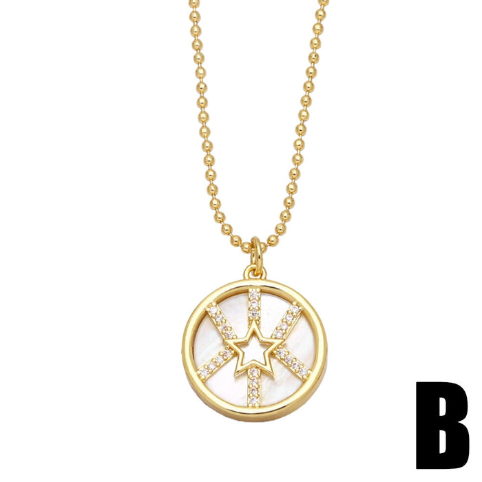 Wholesale heart shape love five-pointed star diamonds Mother's Day necklace JDC-NE-AOS008 Necklaces 翱昇 B Wholesale Jewelry JoyasDeChina Joyas De China