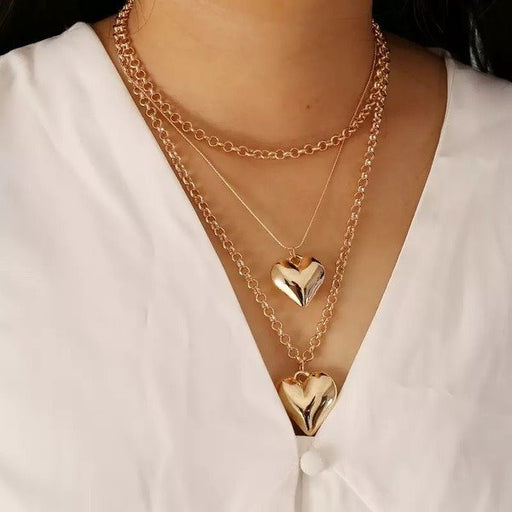 Wholesale Heart Shaped Alloy Multilayer Necklaces JDC-NE-XC217 Necklaces 夏晨 Wholesale Jewelry JoyasDeChina Joyas De China