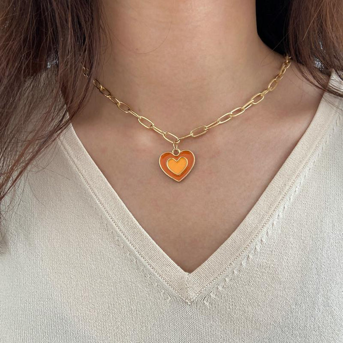 Wholesale heart shaped alloy necklaces JDC-NE-F557 necklaces JoyasDeChina 5413801 Wholesale Jewelry JoyasDeChina Joyas De China