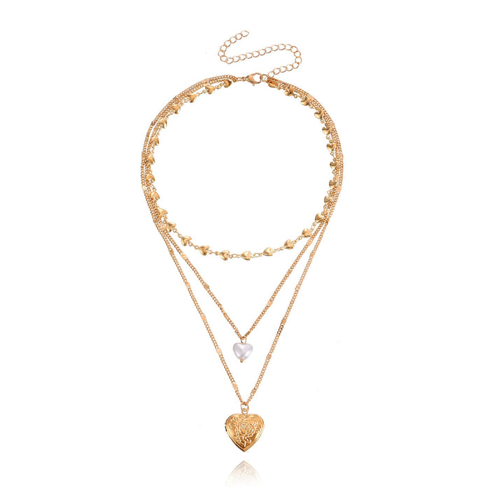 Wholesale heart-shaped chain alloy necklaces JDC-NE-ZW005 necklaces JoyasDeChina gold Wholesale Jewelry JoyasDeChina Joyas De China