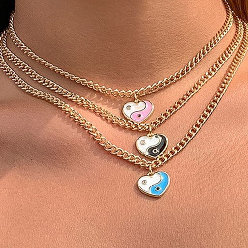 Wholesale Heart-shaped colorful necklace women JDC-NE-KJ165 necklaces JoyasDeChina Wholesale Jewelry JoyasDeChina Joyas De China
