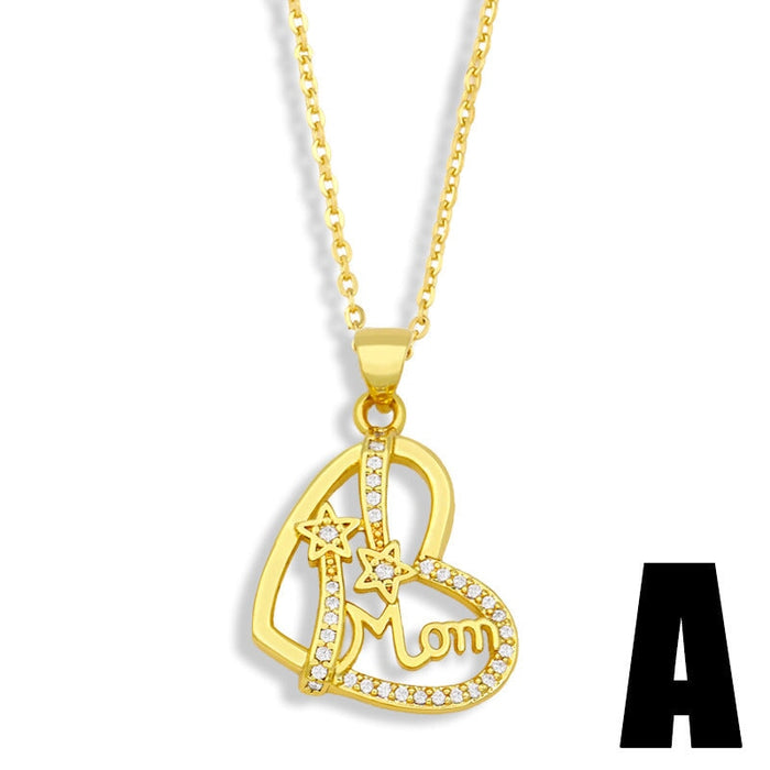 Wholesale heart-shaped diamond-encrusted Mother's Day Necklace JDC-NE-AOS007 Necklaces 翱昇 Wholesale Jewelry JoyasDeChina Joyas De China