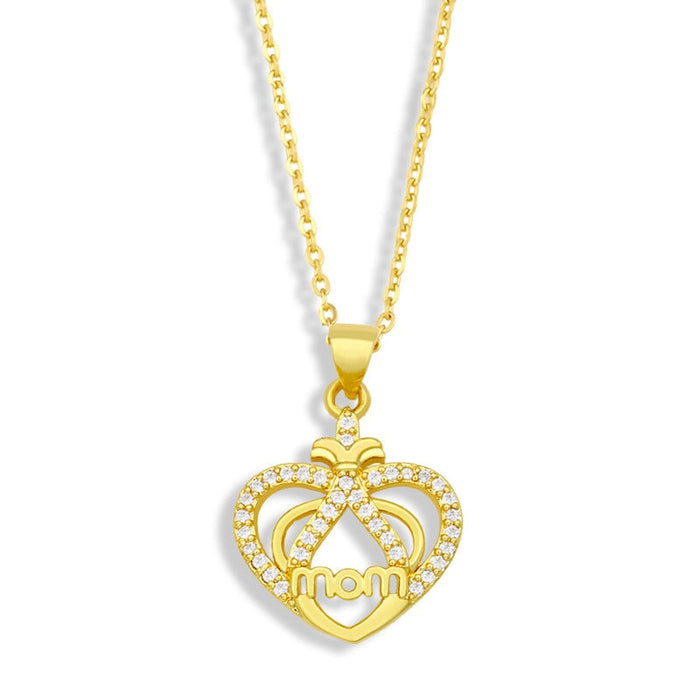 Wholesale heart-shaped diamond-encrusted Mother's Day Necklace JDC-NE-AOS007 Necklaces 翱昇 Wholesale Jewelry JoyasDeChina Joyas De China