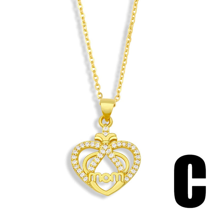 Wholesale heart-shaped diamond-encrusted Mother's Day Necklace JDC-NE-AOS007 Necklaces 翱昇 C Wholesale Jewelry JoyasDeChina Joyas De China