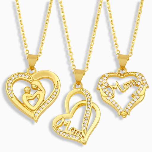 Wholesale heart-shaped diamond-encrusted Mother's Day necklace JDC-NE-AOS014 Necklaces 翱昇 Wholesale Jewelry JoyasDeChina Joyas De China