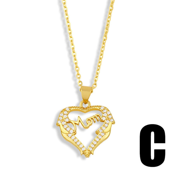 Wholesale heart-shaped diamond-encrusted Mother's Day necklace JDC-NE-AOS014 Necklaces 翱昇 C Wholesale Jewelry JoyasDeChina Joyas De China