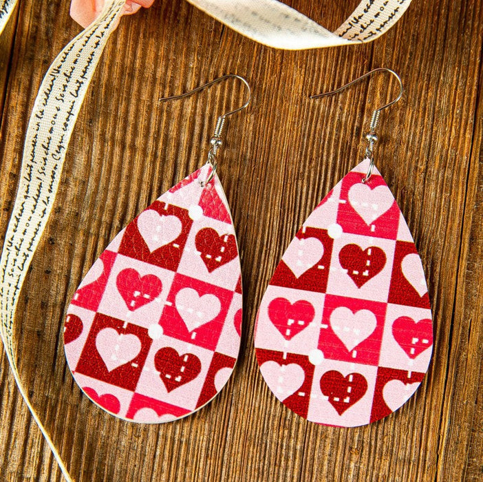 Wholesale heart-shaped double-sided leopard print leather earrings JDC-ES-GSMQ023 Earrings 妙奇 18 Wholesale Jewelry JoyasDeChina Joyas De China