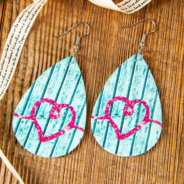 Wholesale heart-shaped double-sided leopard print leather earrings JDC-ES-GSMQ023 Earrings 妙奇 4 Wholesale Jewelry JoyasDeChina Joyas De China