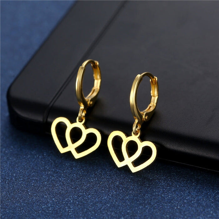 Wholesale heart-shaped geometric stainless steel earrings JDC-ES-Mingm028 Earrings 敏萌 Wholesale Jewelry JoyasDeChina Joyas De China