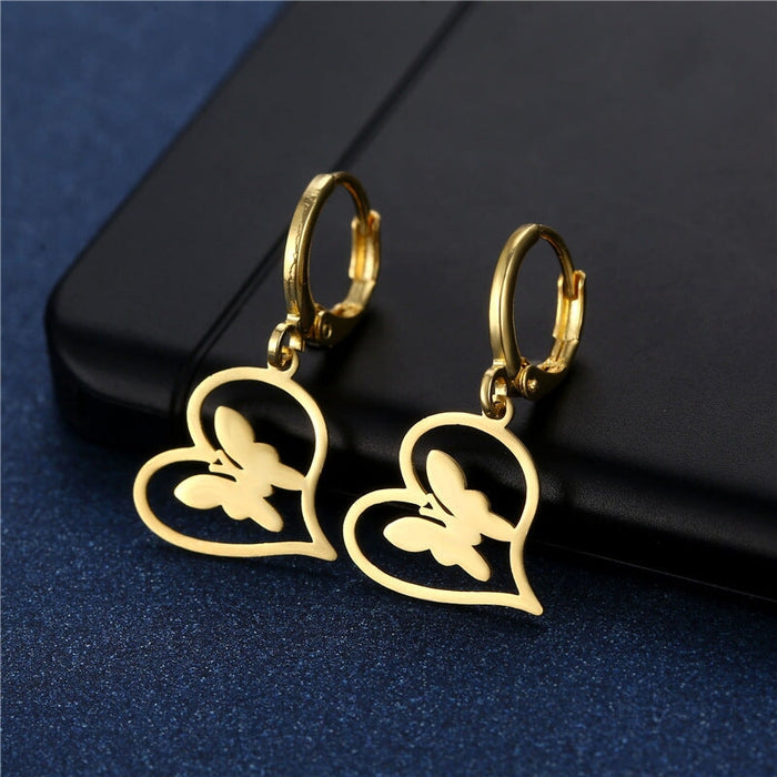 Wholesale heart-shaped geometric stainless steel earrings JDC-ES-Mingm028 Earrings 敏萌 EZ21 Wholesale Jewelry JoyasDeChina Joyas De China