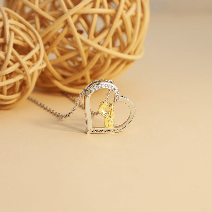 Wholesale heart-shaped mother's Day two-color Necklace JDC-NE-Mail015 Necklaces 麦伦 JE0732 Wholesale Jewelry JoyasDeChina Joyas De China