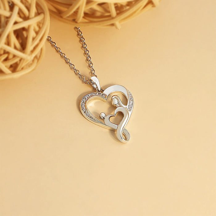 Wholesale heart-shaped mother's Day two-color Necklace JDC-NE-Mail015 Necklaces 麦伦 M2896 Wholesale Jewelry JoyasDeChina Joyas De China