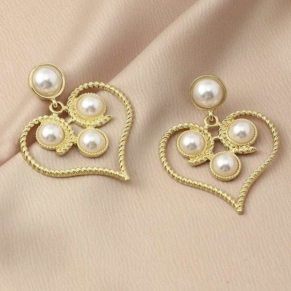 Wholesale Heart Shaped Pearl Acrylic Earrings JDC-ES-NZ059 Earrings 奈珠 Wholesale Jewelry JoyasDeChina Joyas De China