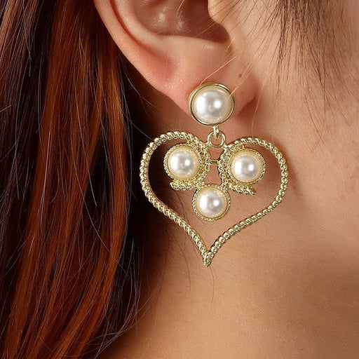 Wholesale Heart Shaped Pearl Acrylic Earrings JDC-ES-NZ059 Earrings 奈珠 Wholesale Jewelry JoyasDeChina Joyas De China