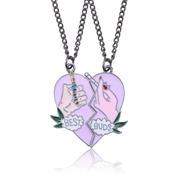 Wholesale heart-shaped stitching plating alloy necklaces JDC-NE-ShaoZ005 Necklaces 韶紫 C Wholesale Jewelry JoyasDeChina Joyas De China