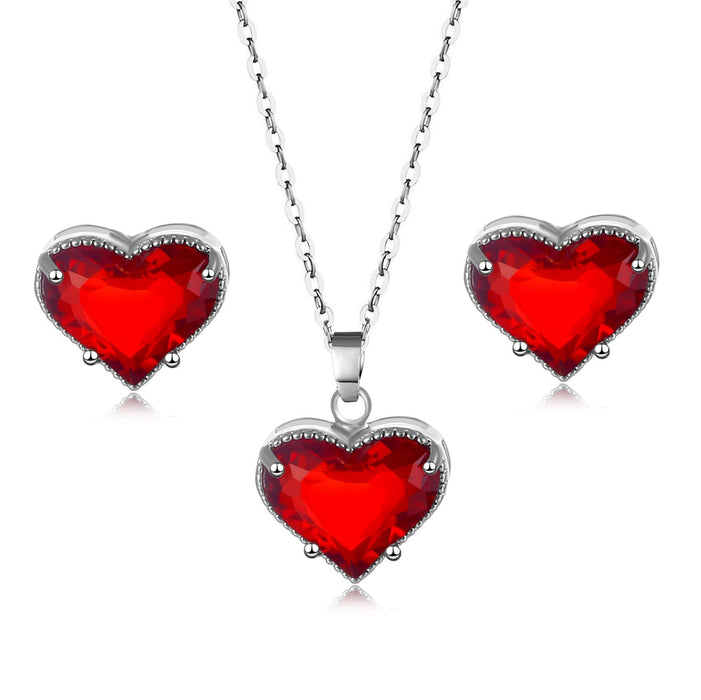 Wholesale Heart Shaped Zircon Artificial Stone Copper Necklace Earring Set MOQ≥2 JDC-NE-Kas006 Necklaces 卡诗 Wholesale Jewelry JoyasDeChina Joyas De China