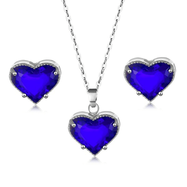 Wholesale Heart Shaped Zircon Artificial Stone Copper Necklace Earring Set MOQ≥2 JDC-NE-Kas006 Necklaces 卡诗 Wholesale Jewelry JoyasDeChina Joyas De China