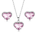 Wholesale Heart Shaped Zircon Artificial Stone Copper Necklace Earring Set MOQ≥2 JDC-NE-Kas006 Necklaces 卡诗 pink Wholesale Jewelry JoyasDeChina Joyas De China